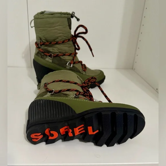 Sorel Women’s Kinetic Snow Wedge Waterproof Camouflage Winter Boots Orange Laces - Picture 4 of 6